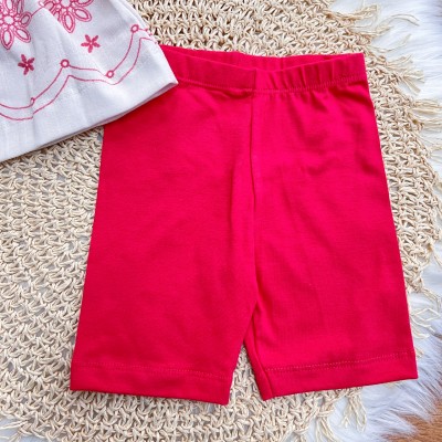 Conj. Batinha Flores com Alcinha e Short Legging - Areia e Cereja